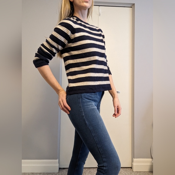 Navy and White Striped Sweater - Picture 3 of 7